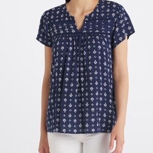 Elegant Navy Floral Blouse